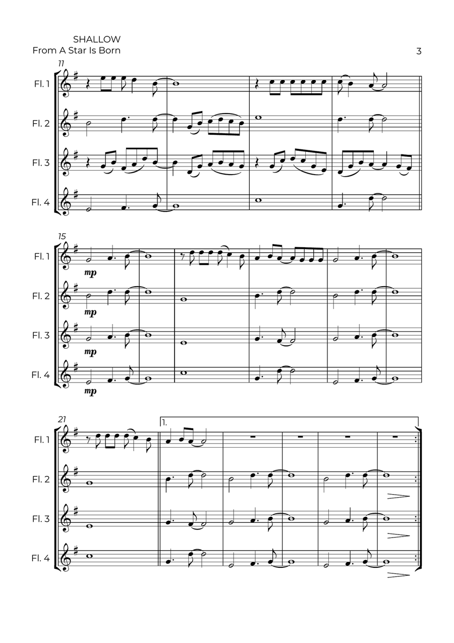 Shallow Shallow Flute Quartet scores gallery preview page 3
