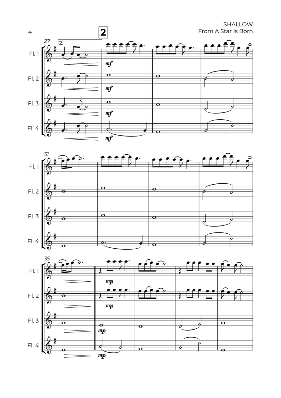 Shallow Shallow Flute Quartet scores gallery preview page 4