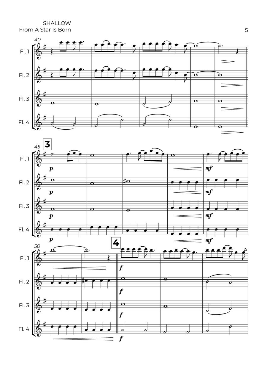 Shallow Shallow Flute Quartet scores gallery preview page 5