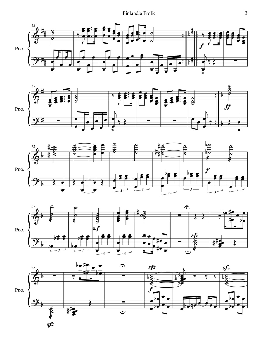 Finlandia Frolic Finlandia Frolic Piano Solo scores gallery preview page 3