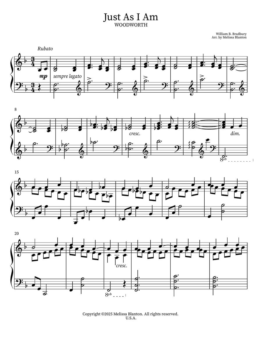 Just As I Am Just As I Am Piano Solo scores gallery preview page 1