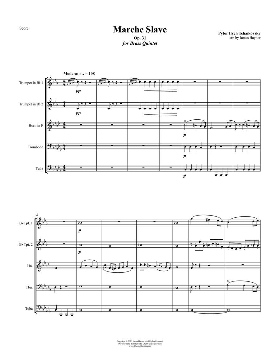 Marche Slave, Op. 31 for Brass Quintet Brass Quintet scores gallery preview page 1