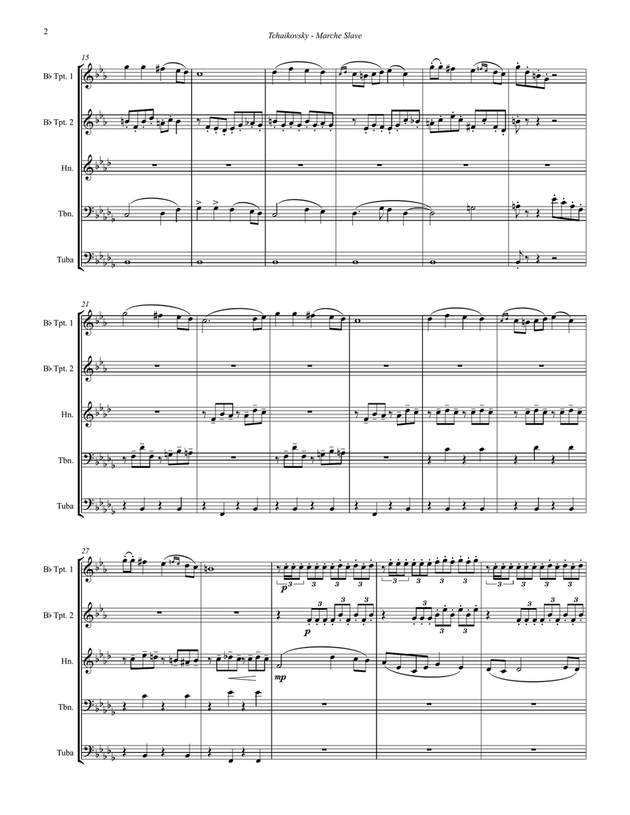 Marche Slave, Op. 31 for Brass Quintet Brass Quintet scores gallery preview page 2