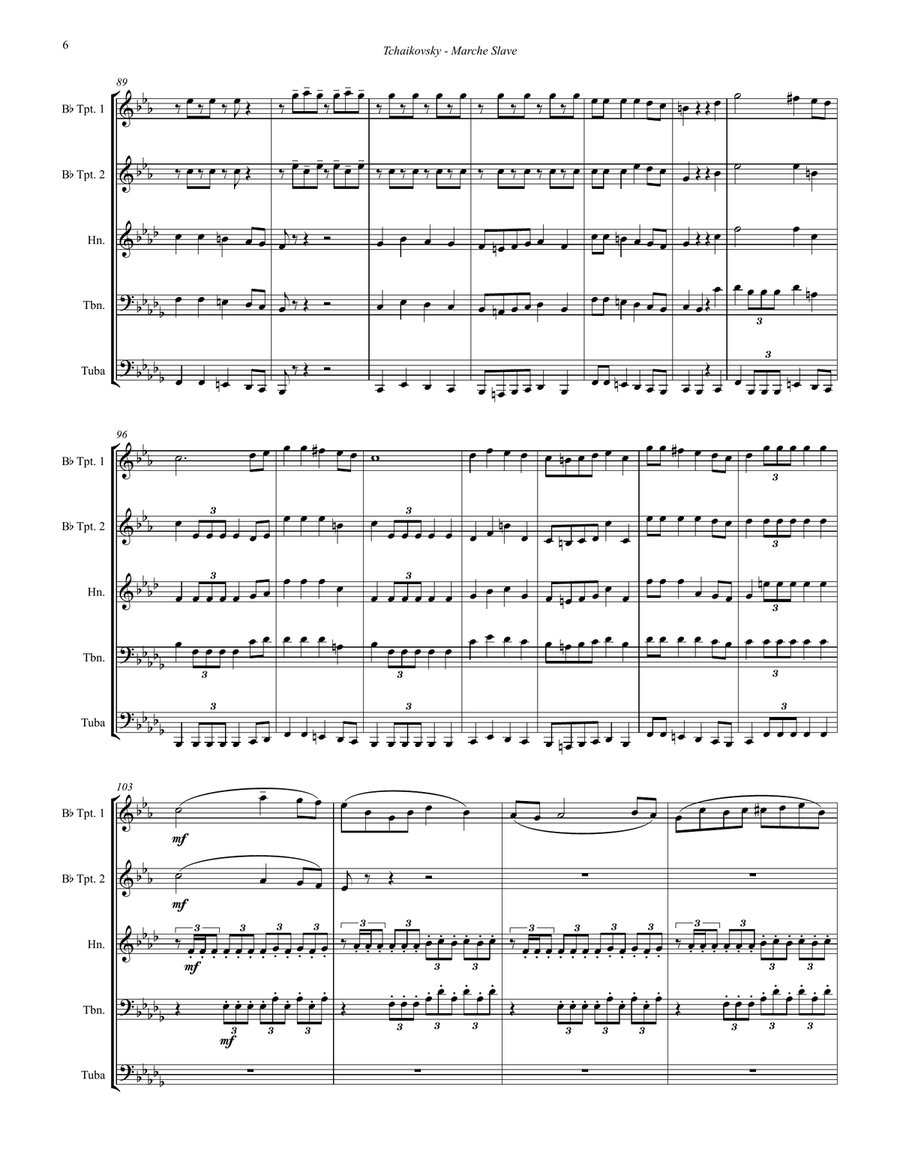 Marche Slave, Op. 31 for Brass Quintet Brass Quintet scores gallery preview page 6