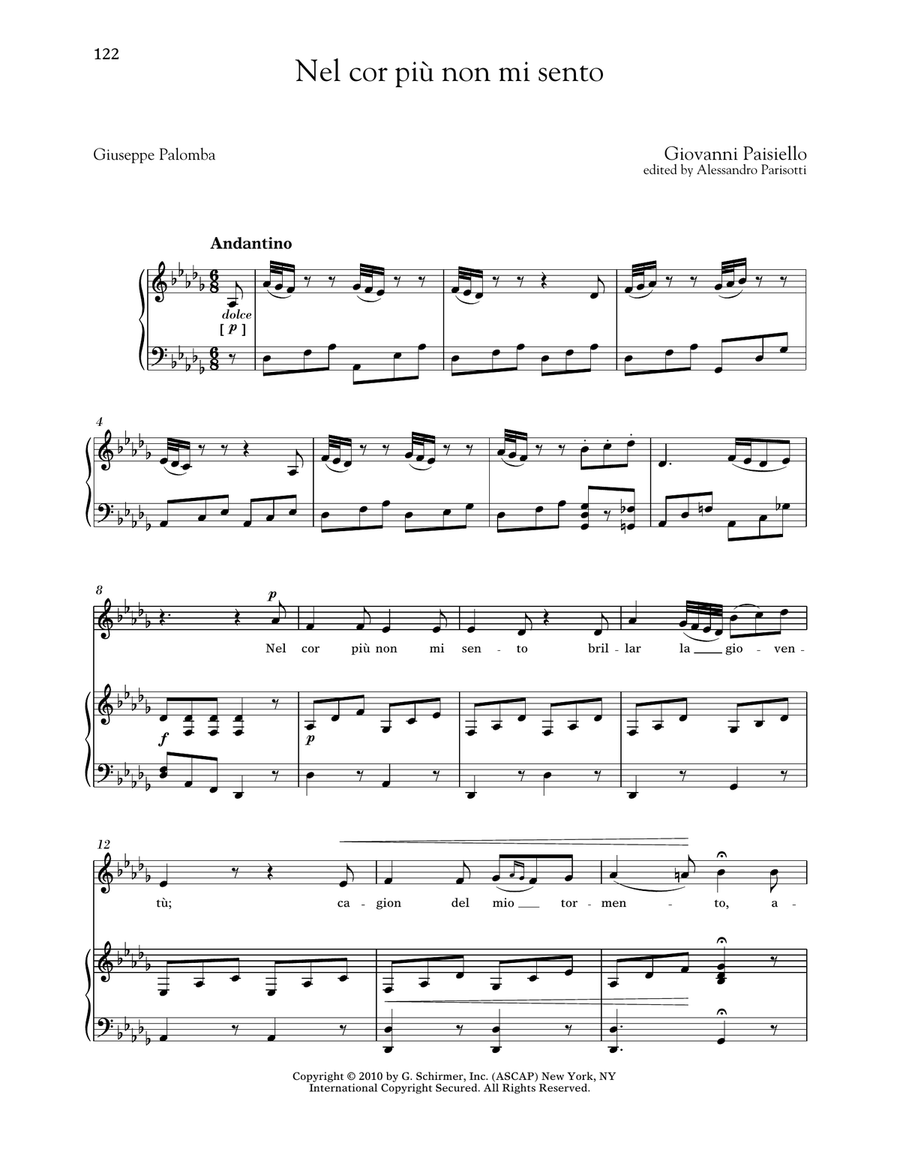 Nel Cor Piu Non Mi Sento (Low Voice) Low Voice scores gallery preview page 1