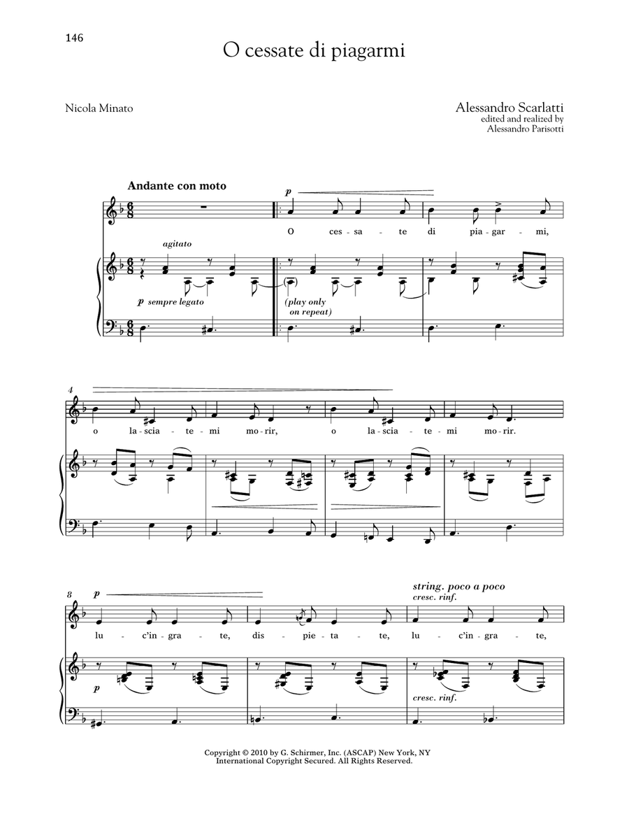 O Cessate Di Piagarmi (Low Voice) Low Voice scores gallery preview page 1