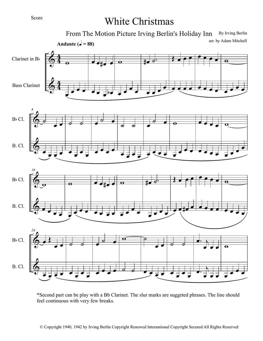 White Christmas White Christmas Clarinet Duet scores gallery preview page 1