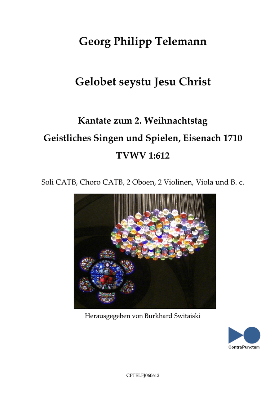 Gelobet seystu Jesu Christ TVWV 1:612 4-Part scores gallery preview page 1