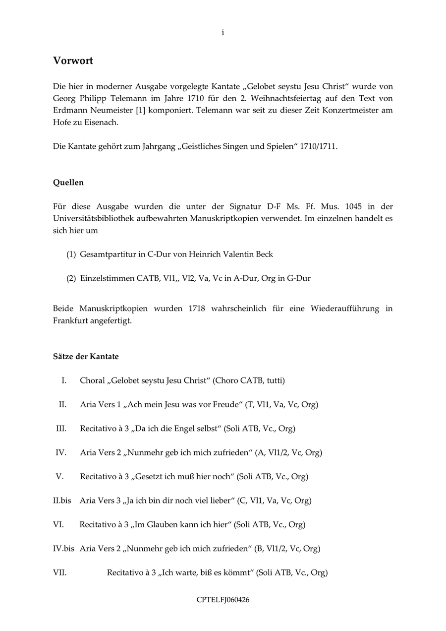 Gelobet seystu Jesu Christ TVWV 1:612 4-Part scores gallery preview page 3