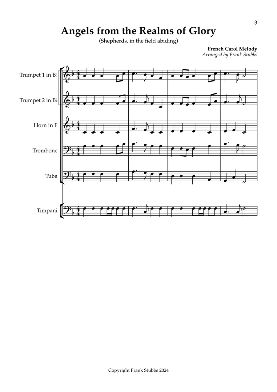 Angels from the Realms of Glory Brass Quintet scores gallery preview page 3