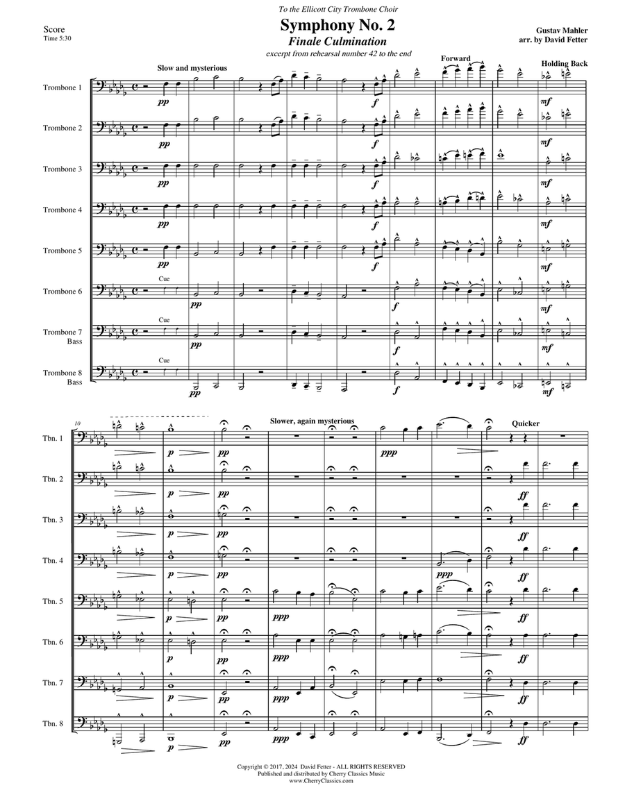 Symphony No, 2 Finale Culmination Excerpt for 8-part Trombone Ensemble Trombone scores gallery preview page 1