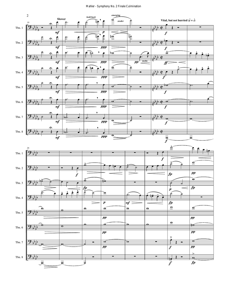 Symphony No, 2 Finale Culmination Excerpt for 8-part Trombone Ensemble Trombone scores gallery preview page 2
