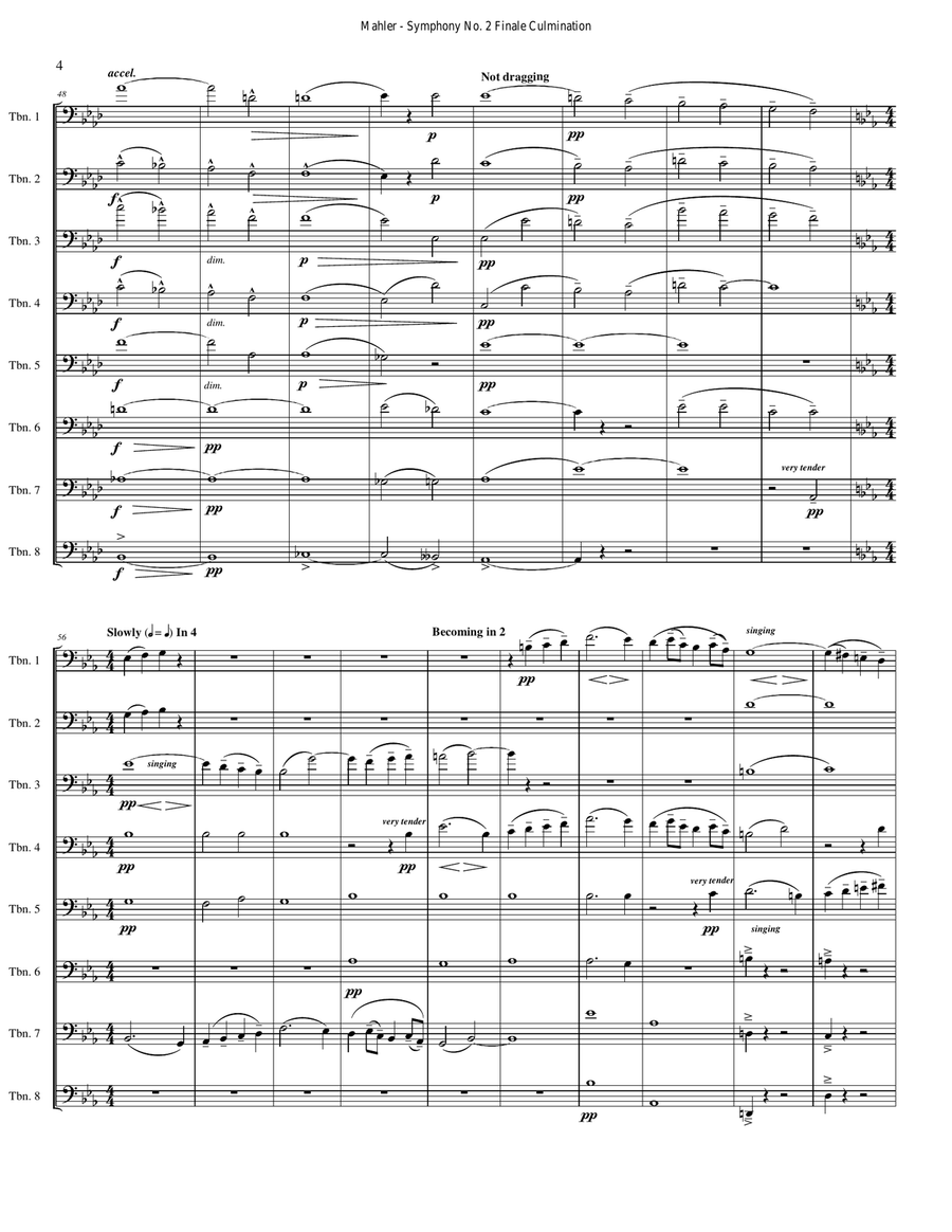 Symphony No, 2 Finale Culmination Excerpt for 8-part Trombone Ensemble Trombone scores gallery preview page 4