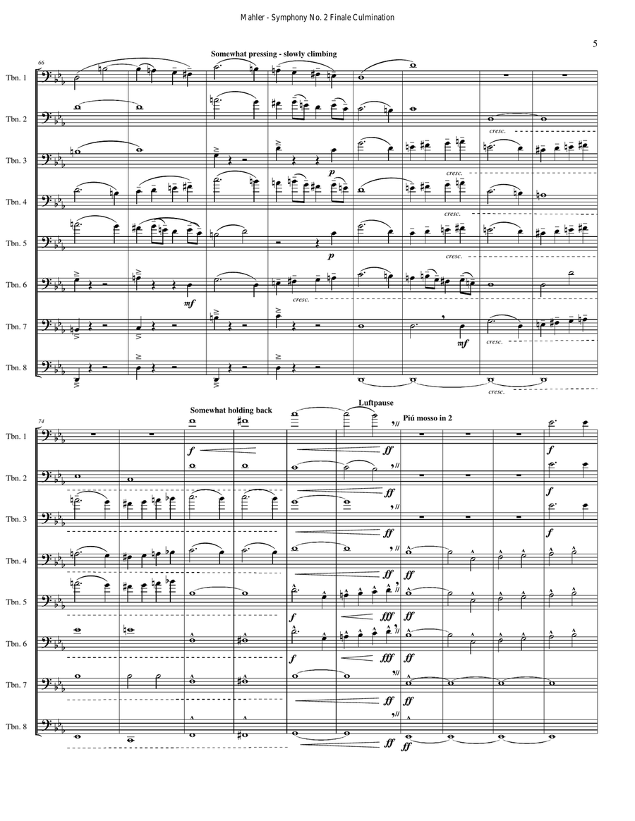 Symphony No, 2 Finale Culmination Excerpt for 8-part Trombone Ensemble Trombone scores gallery preview page 5