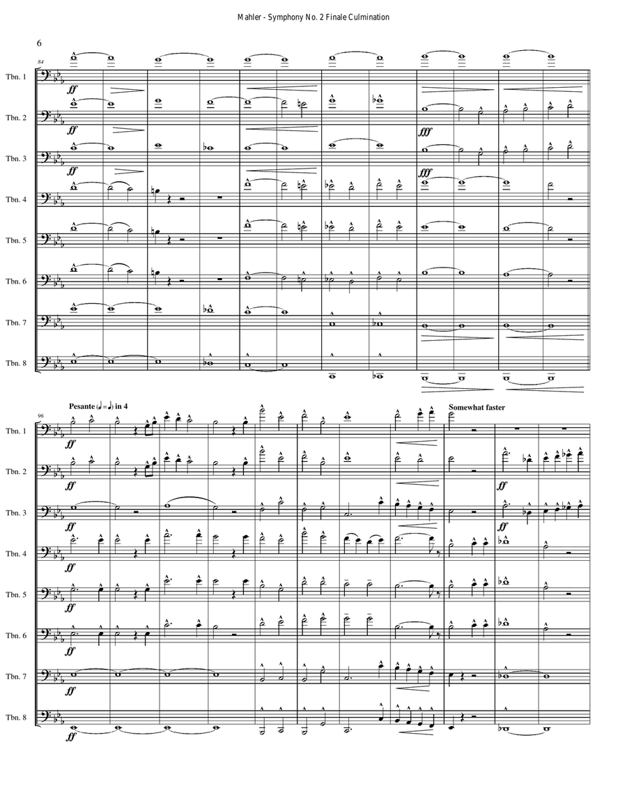 Symphony No, 2 Finale Culmination Excerpt for 8-part Trombone Ensemble Trombone scores gallery preview page 6