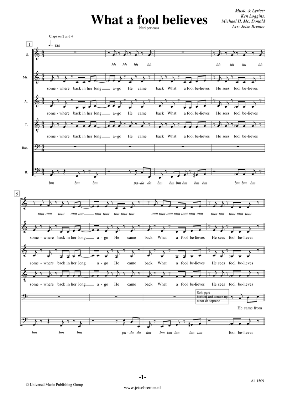 What A Fool Believes What A Fool Believes A Cappella scores gallery preview page 1