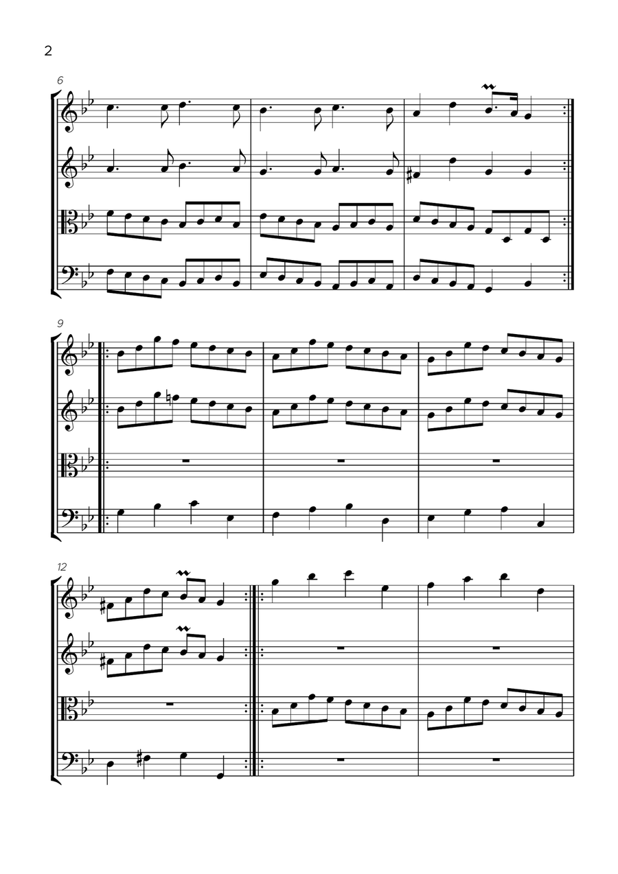 Passacaglia, Suite in G minor, HWV 432 String Quartet scores gallery preview page 3