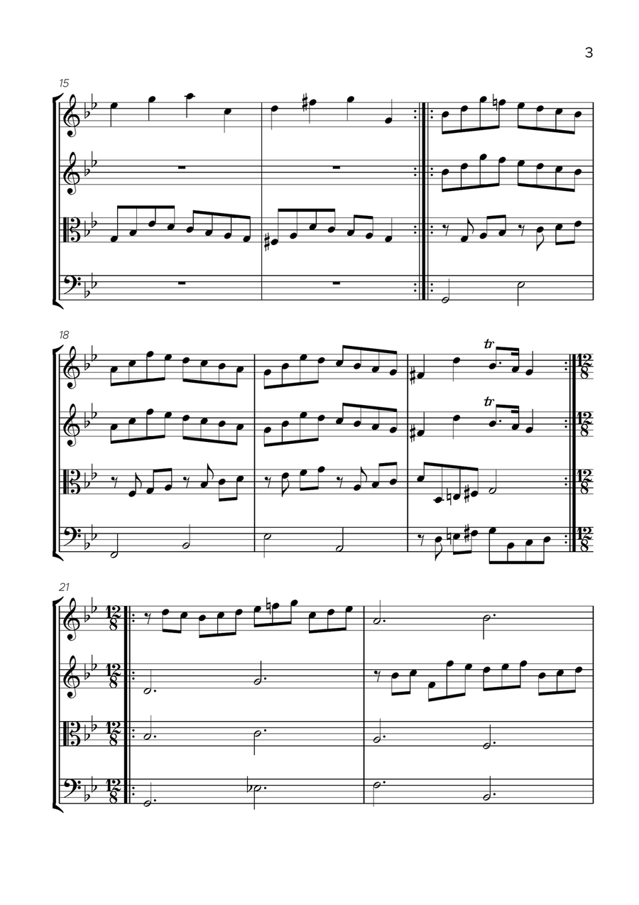 Passacaglia, Suite in G minor, HWV 432 String Quartet scores gallery preview page 4