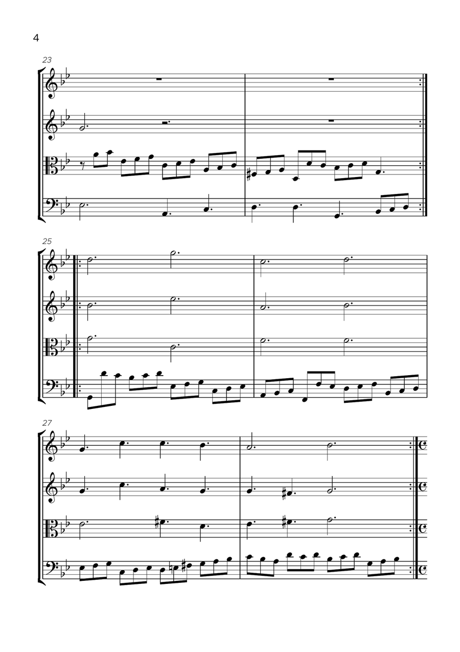Passacaglia, Suite in G minor, HWV 432 String Quartet scores gallery preview page 5