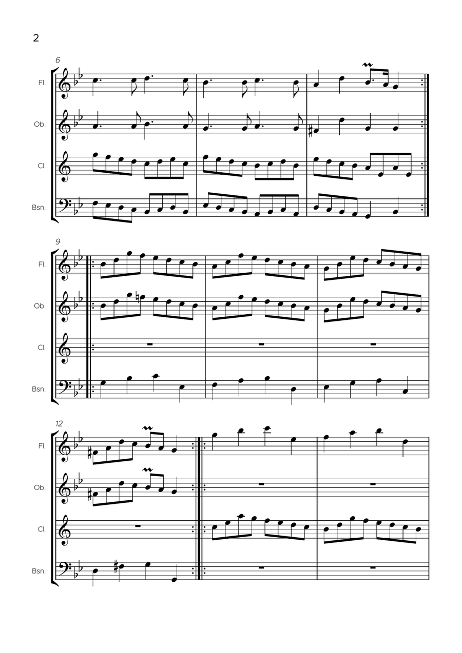 Passacaglia, Suite in G minor, HWV 432 Woodwind Quartet scores gallery preview page 3