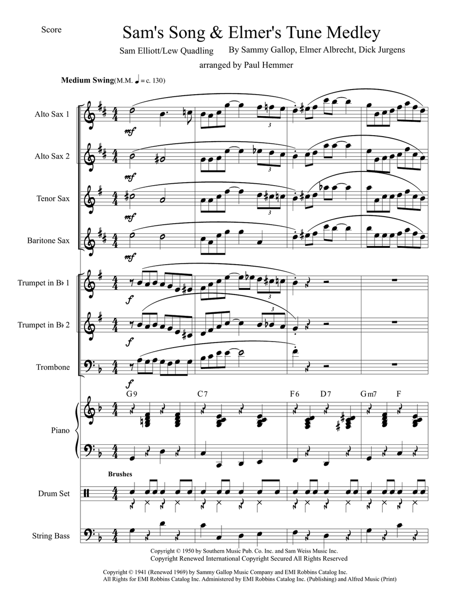 Medley: Sam's Song with Elmer's Tune Jazz Ensemble scores gallery preview page 1