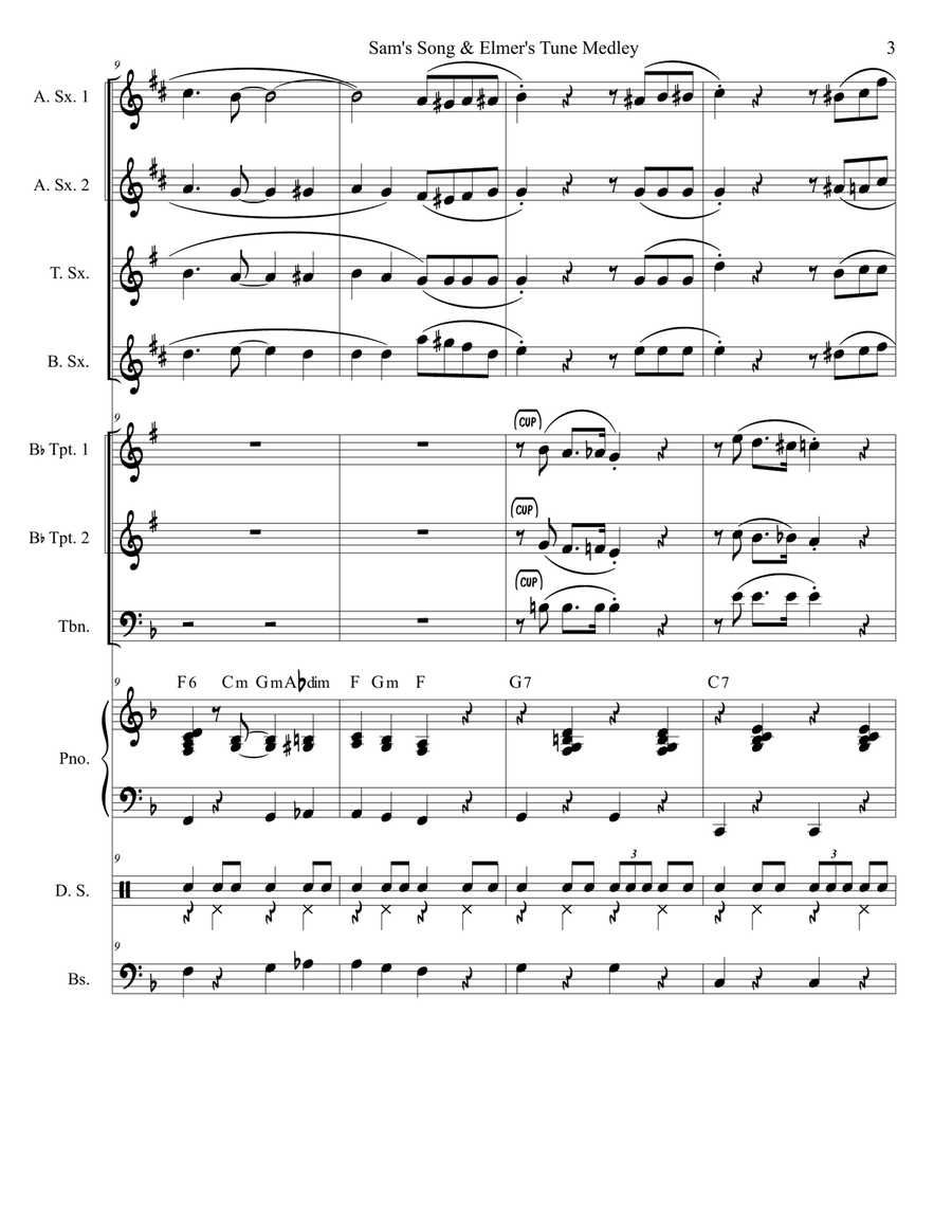 Medley: Sam's Song with Elmer's Tune Jazz Ensemble scores gallery preview page 3