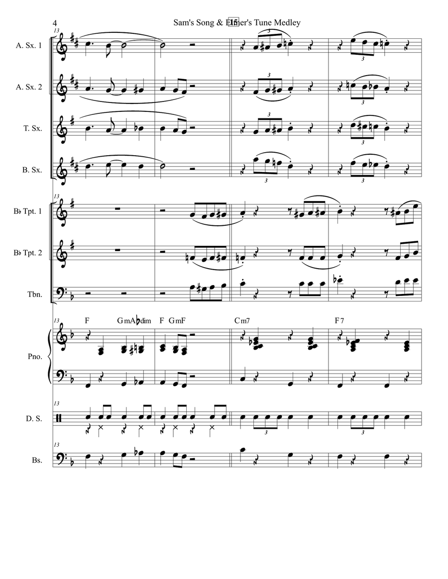 Medley: Sam's Song with Elmer's Tune Jazz Ensemble scores gallery preview page 4