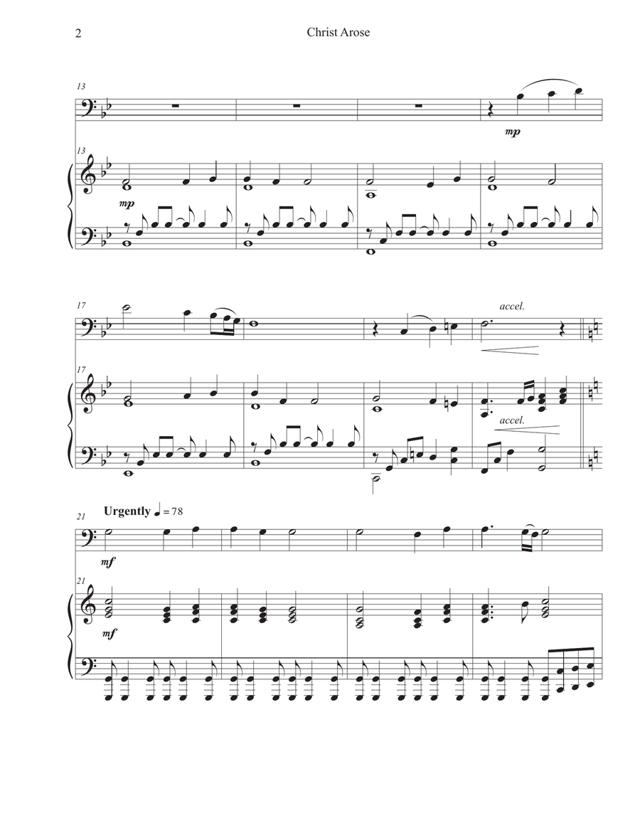 Christ Arose (Cello-Piano) Piano scores gallery preview page 2