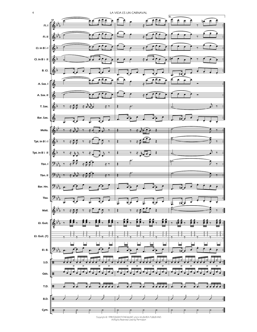 La Vida Es Un Carnaval La Vida Es Un Carnaval Marching Band scores gallery preview page 5