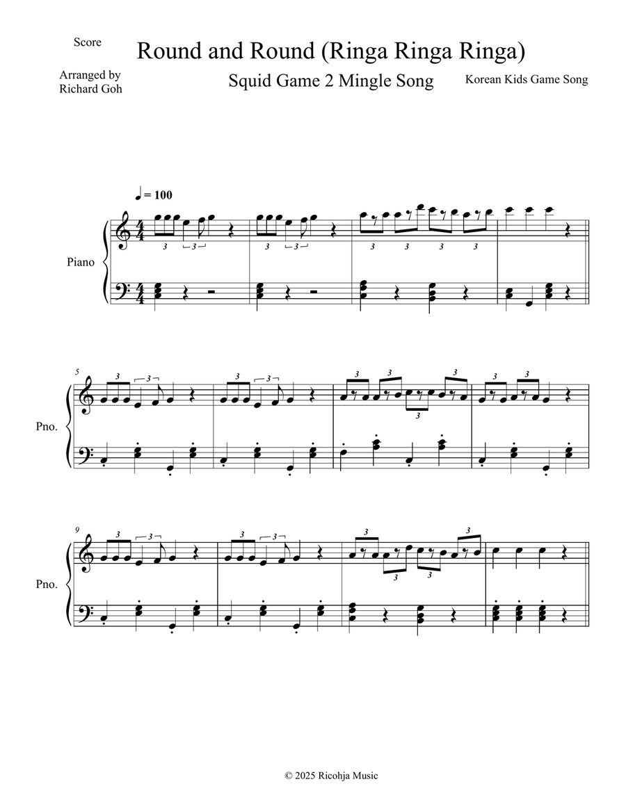 Round And Round Easy Piano scores gallery preview page 1