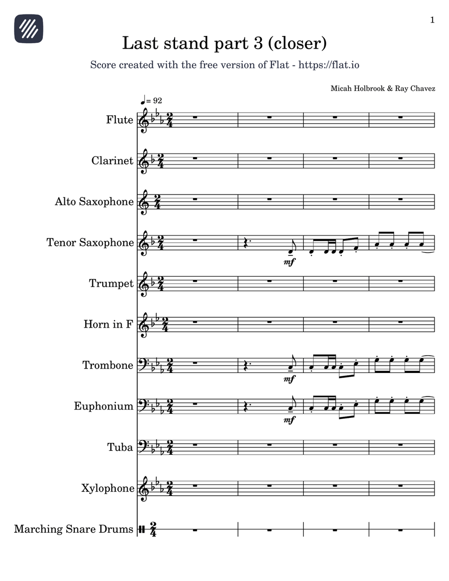 The Last Stand Part 3 (closer) Marching Band scores gallery preview page 1