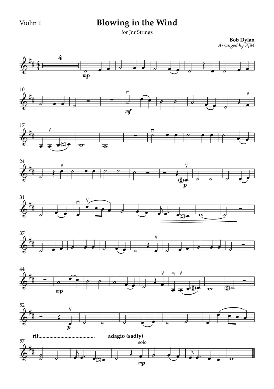 Blowin' In The Wind Blowin' In The Wind String Orchestra scores gallery preview page 4