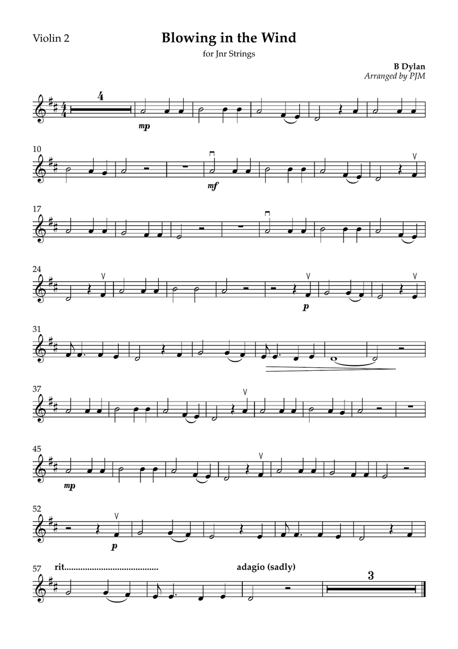 Blowin' In The Wind Blowin' In The Wind String Orchestra scores gallery preview page 5