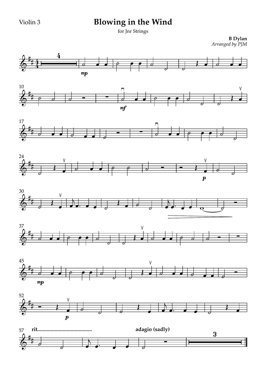 Blowin' In The Wind Blowin' In The Wind String Orchestra scores gallery preview page 6