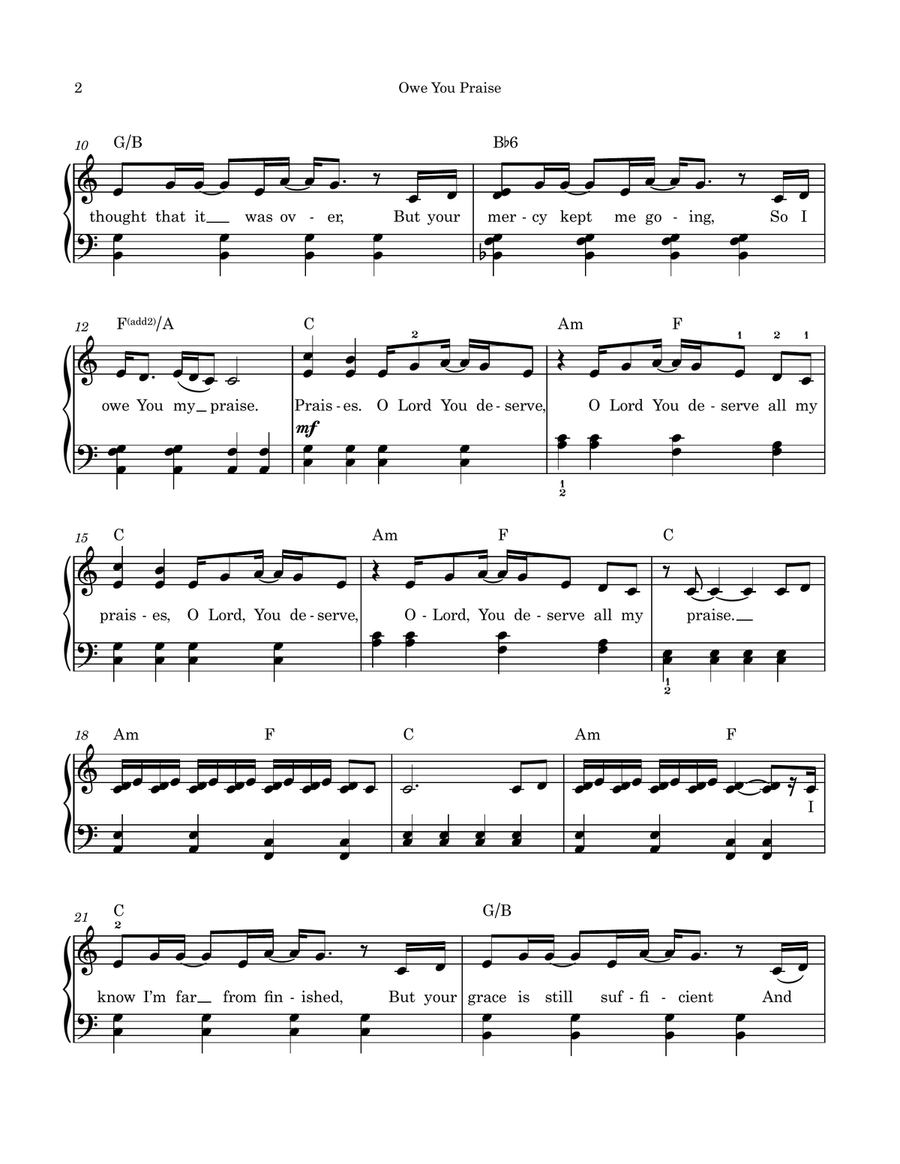 Owe You Praise Owe You Praise Easy Piano scores gallery preview page 2