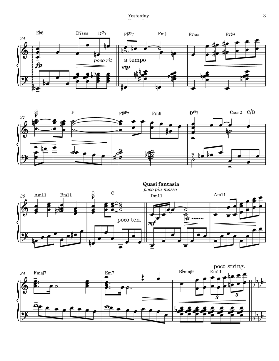 Yesterday Yesterday Piano Solo scores gallery preview page 3