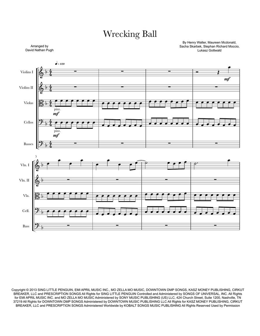 Wrecking Ball String Orchestra scores gallery preview page 1