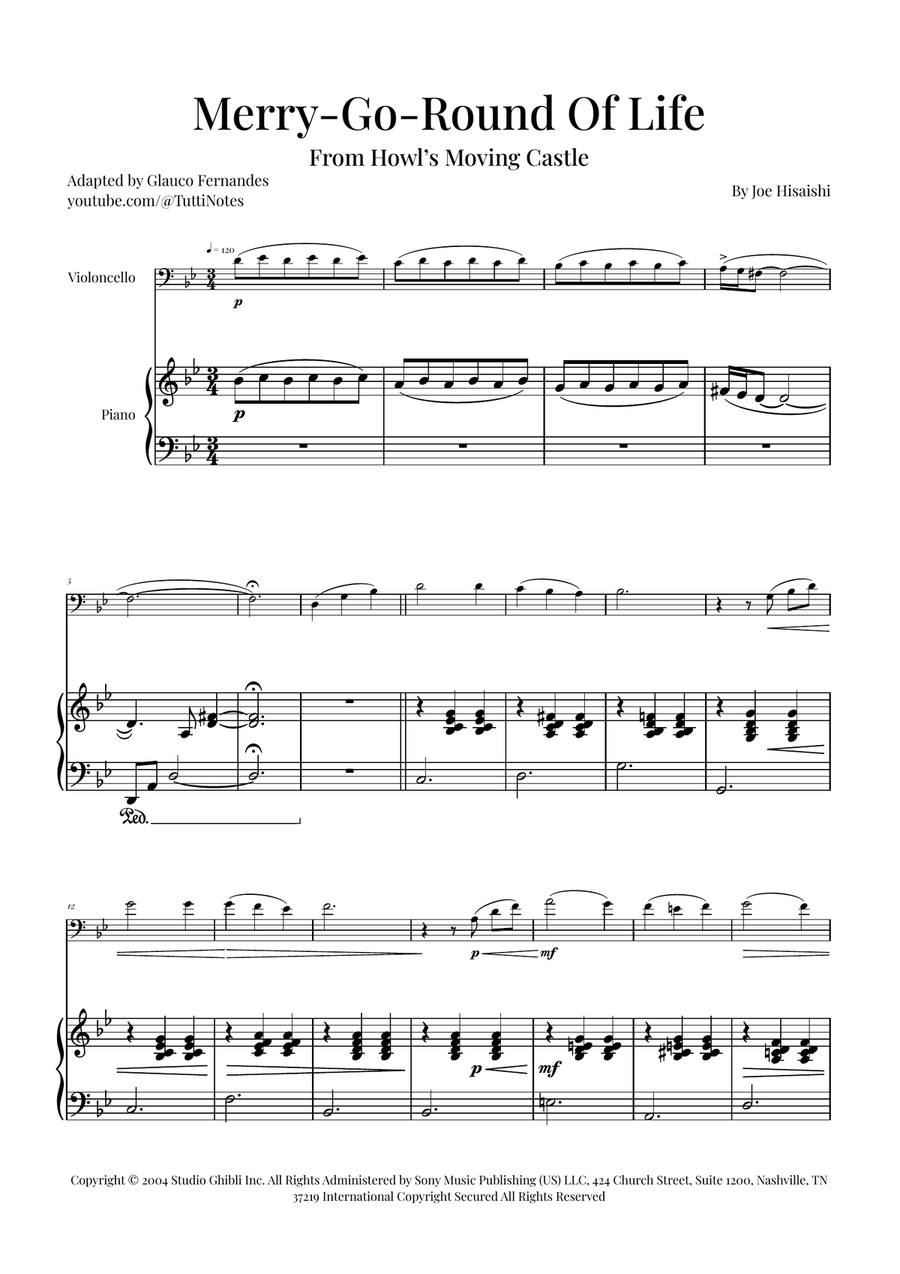Merry-Go-Round Of Life Piano scores gallery preview page 1