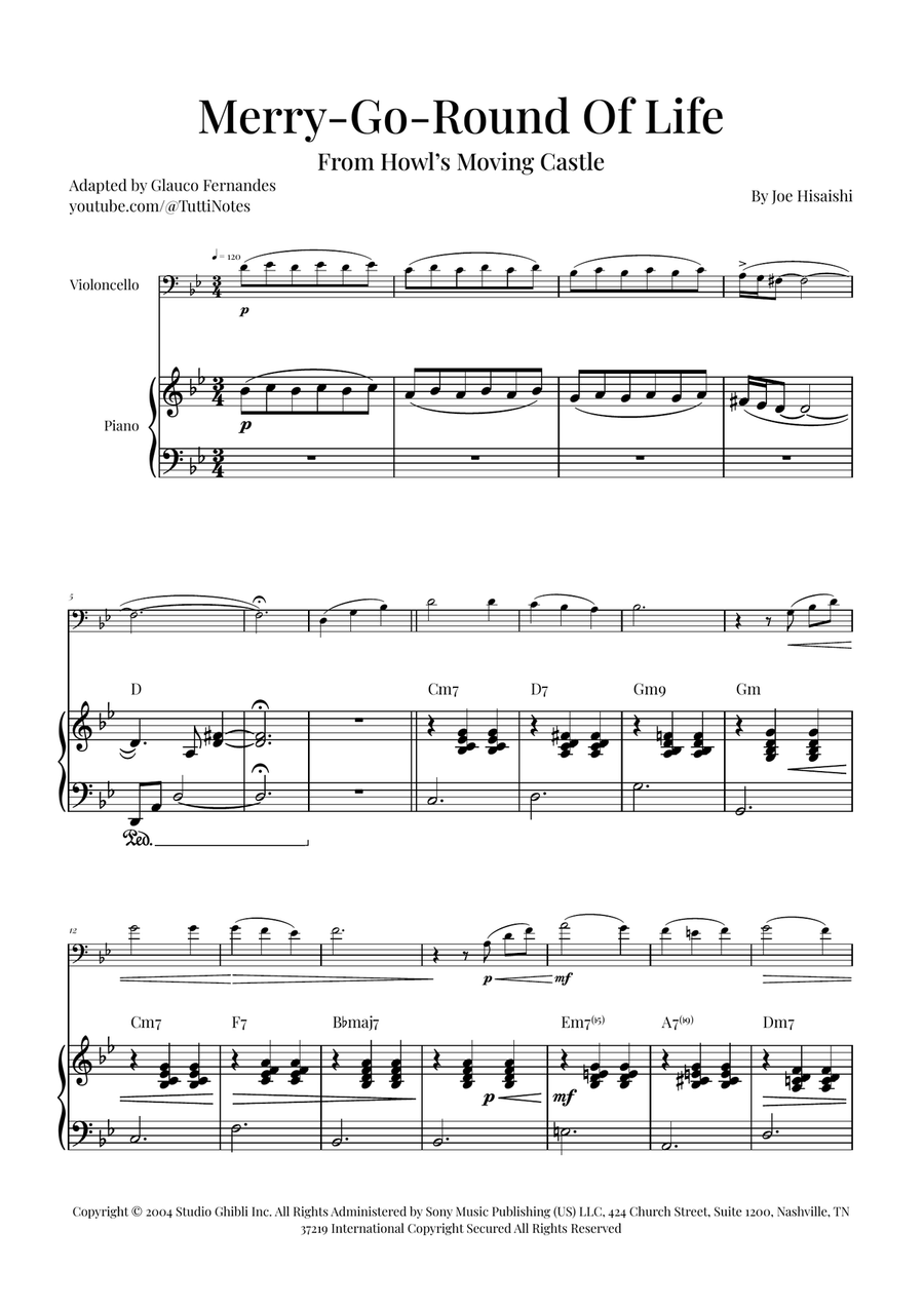 Merry-Go-Round Of Life Piano scores gallery preview page 1