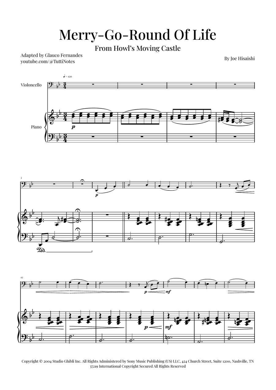 Merry-Go-Round Of Life Piano scores gallery preview page 1