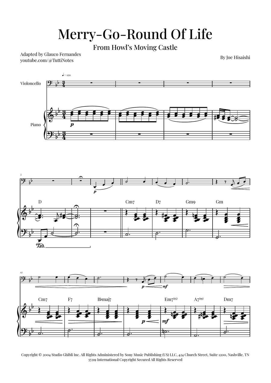 Merry-Go-Round Of Life Piano scores gallery preview page 1