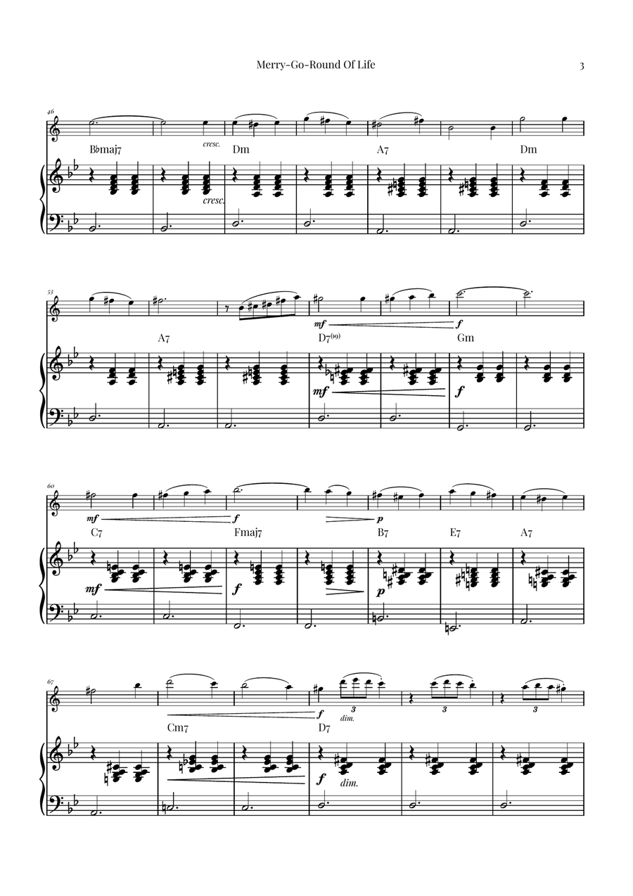 Merry-Go-Round Of Life B-Flat Clarinet scores gallery preview page 3