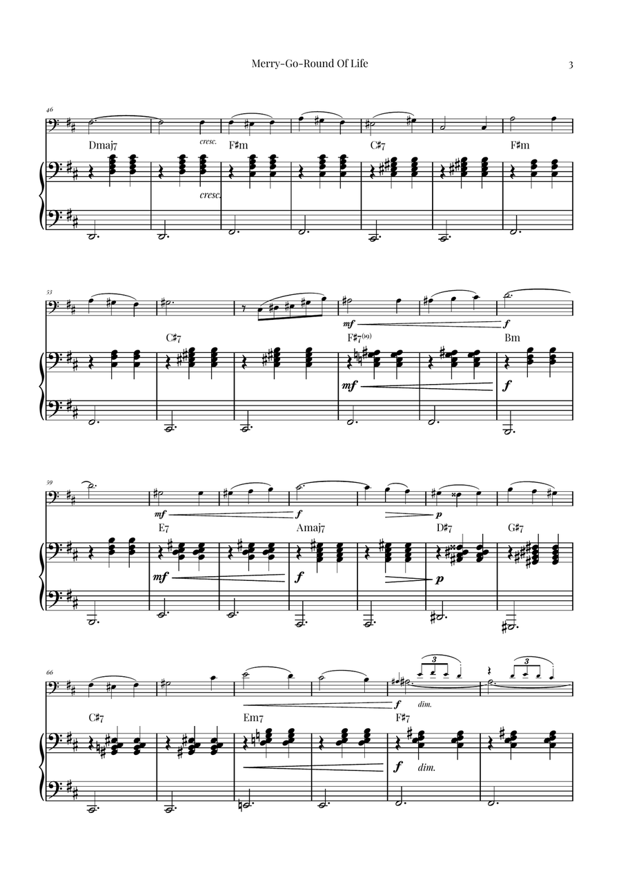 Merry-Go-Round Of Life Double Bass scores gallery preview page 3