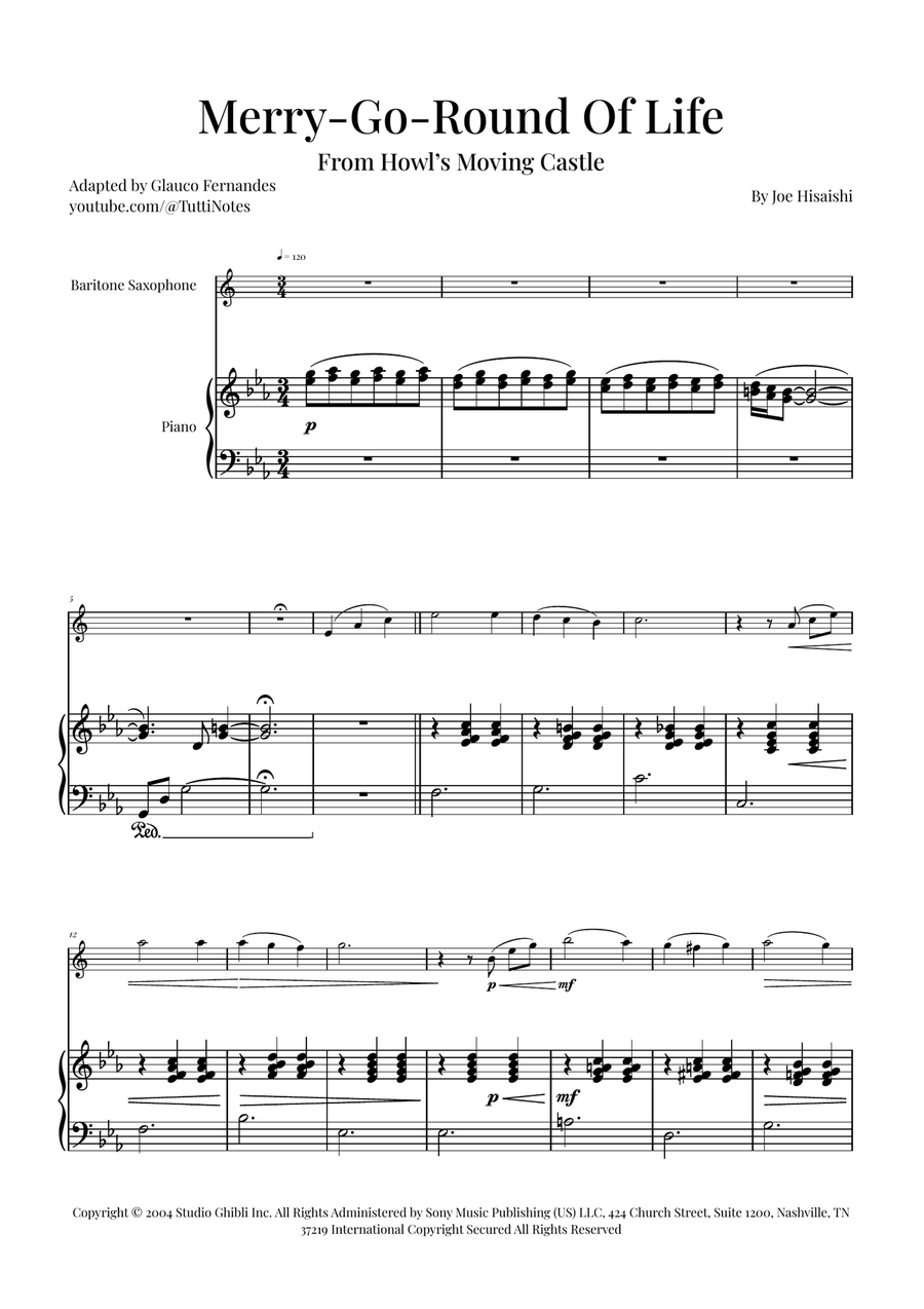Merry-Go-Round Of Life Baritone Saxophone scores gallery preview page 1