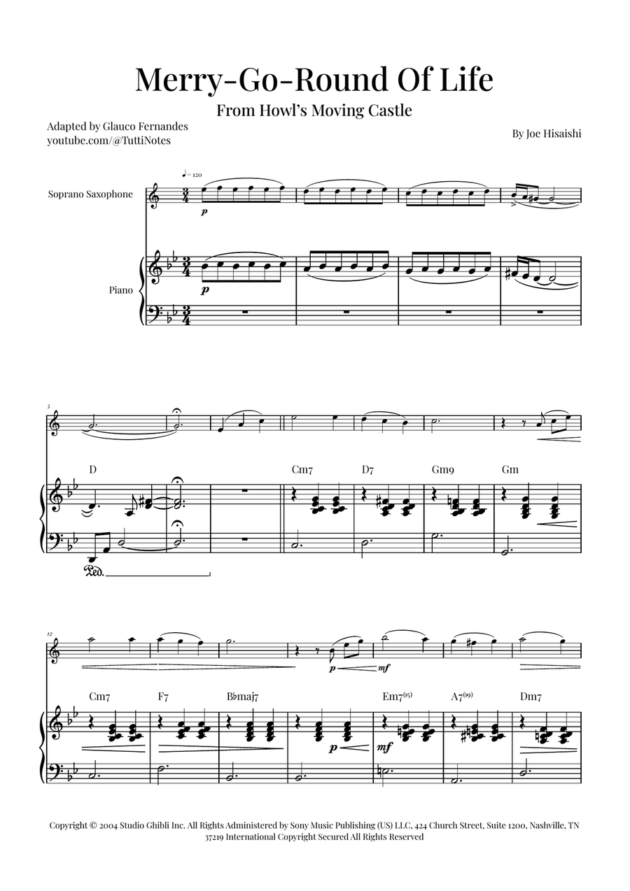 Merry-Go-Round Of Life Soprano Saxophone scores gallery preview page 1