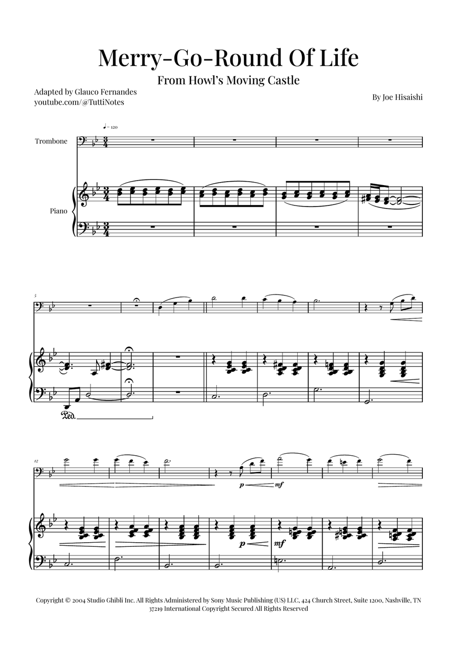 Merry-Go-Round Of Life Piano scores gallery preview page 1