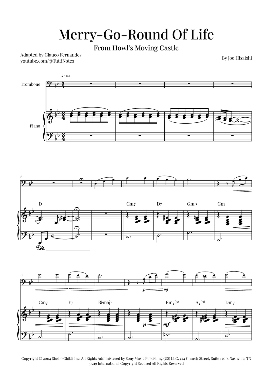 Merry-Go-Round Of Life Piano scores gallery preview page 1