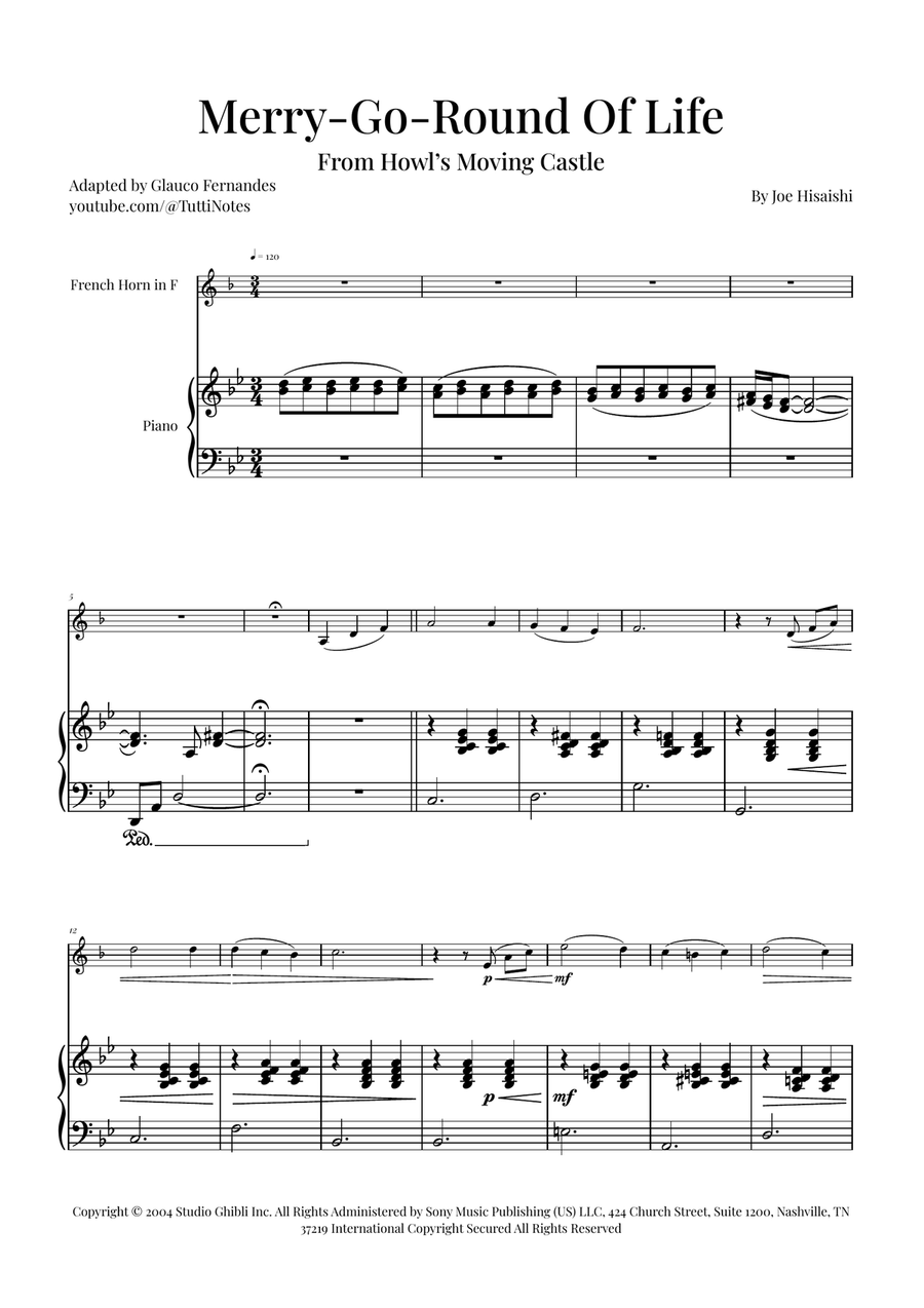 Merry-Go-Round Of Life Piano scores gallery preview page 1