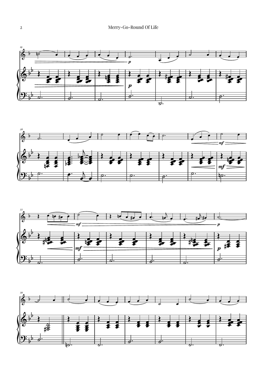 Merry-Go-Round Of Life Piano scores gallery preview page 2