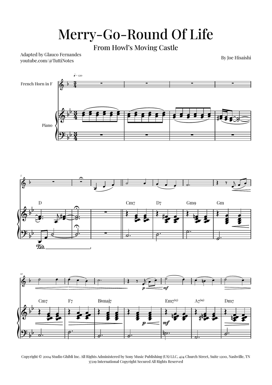 Merry-Go-Round Of Life Piano scores gallery preview page 1